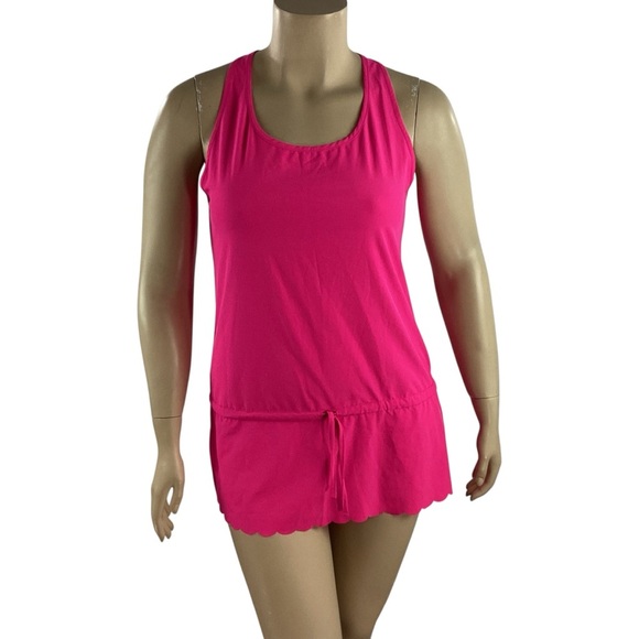 Lucy Large Pink Racerback Active Dress with Scalloped Hem - Picture 1 of 6